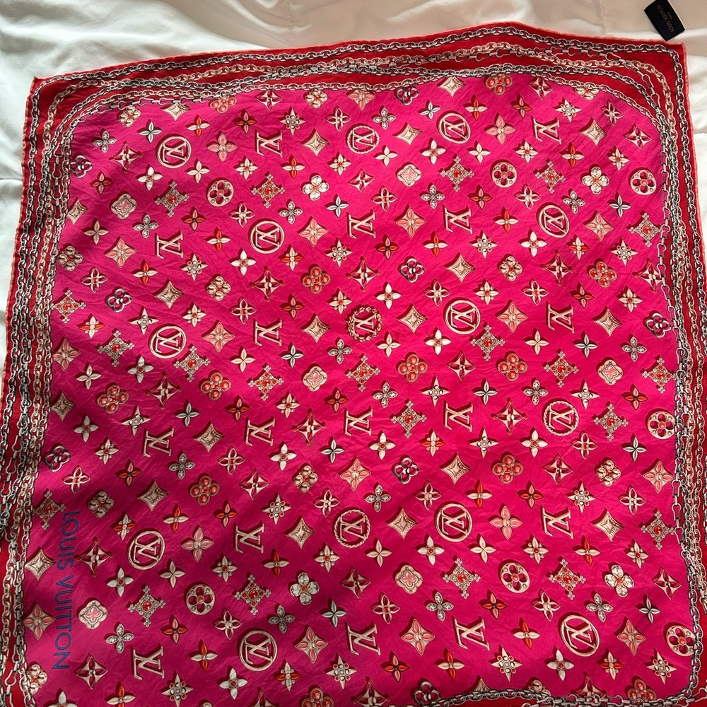 Louis Vuitton Silk Your Highness Square Scarf Fuchsia